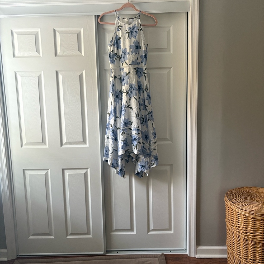 Lulu's Blue and White Floral Halter Dress